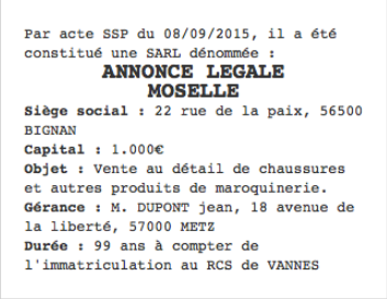 annonce legale moselle